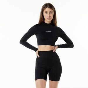 BLACK Ozone High Neck LS Tee NWOT